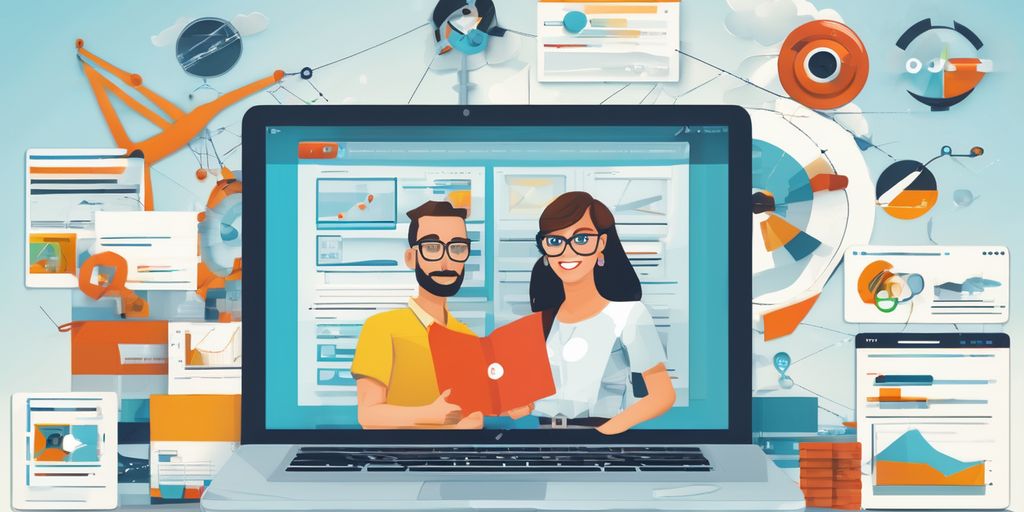 A Man And Woman On A Laptop